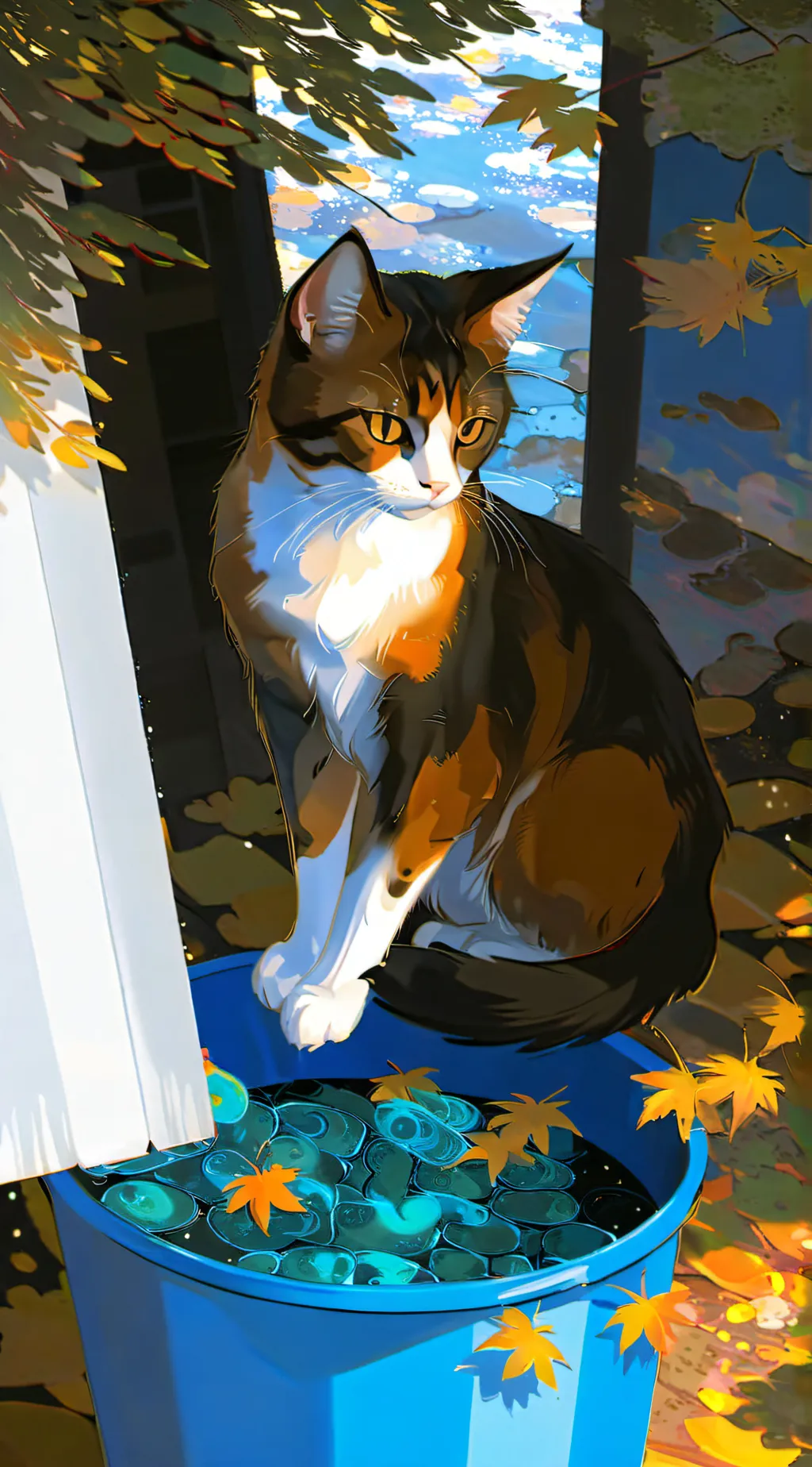 ai character: calico cat background