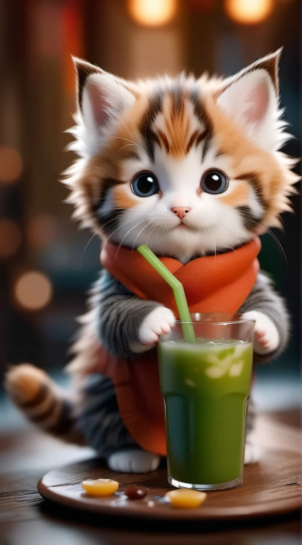 ai character: kitty♥️🤍💚 background