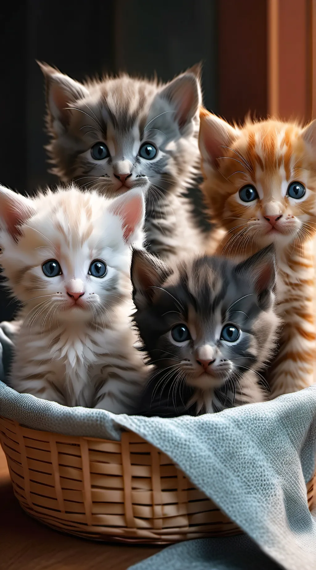 ai character: 4 cute kittens background