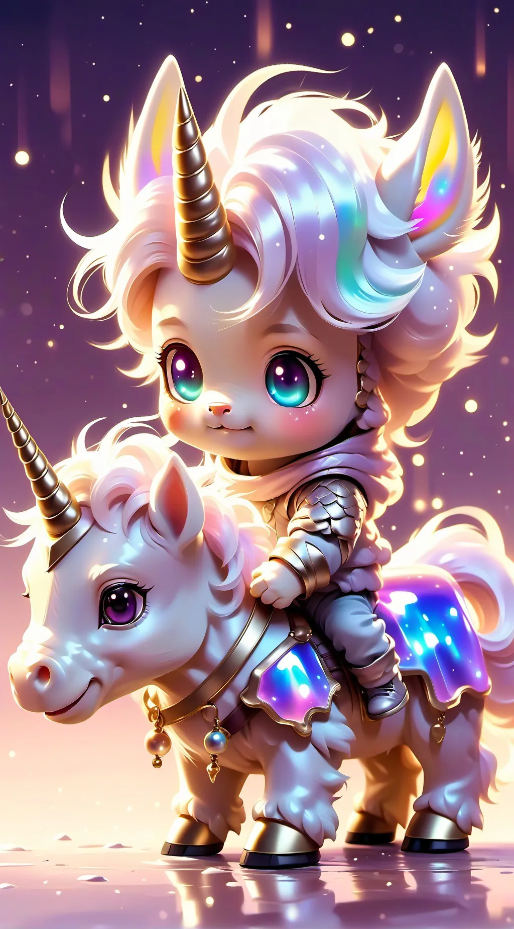 ai character: Lost baby unicorn  background