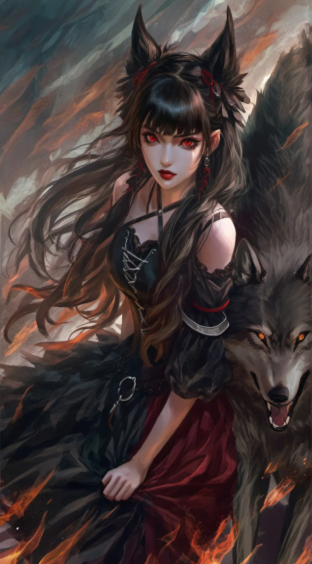 ai character: The werewolf girl background