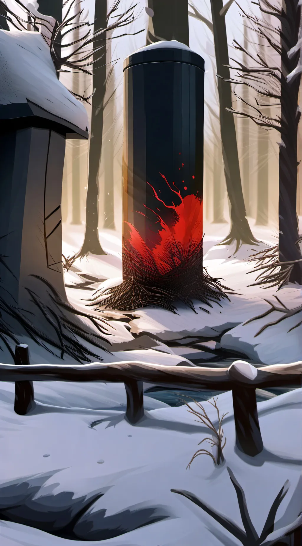 ai character: Snowy Forest background