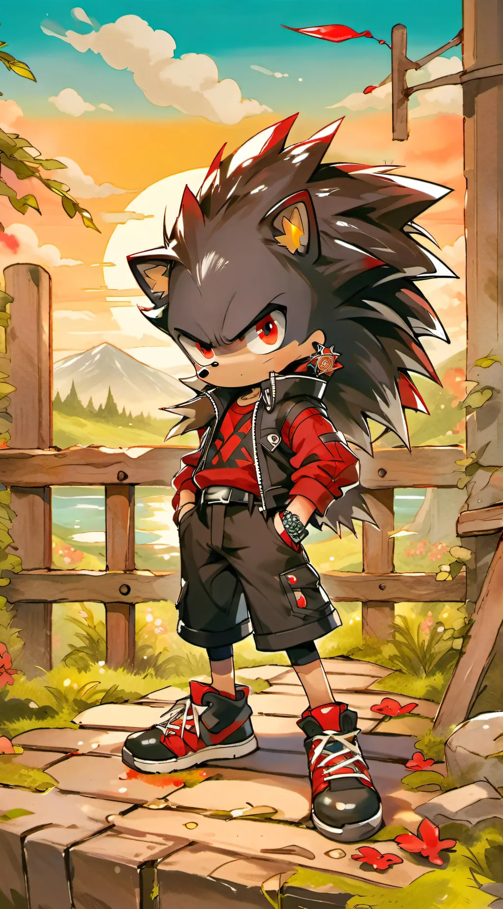 ai character: shadow t hedgehog background