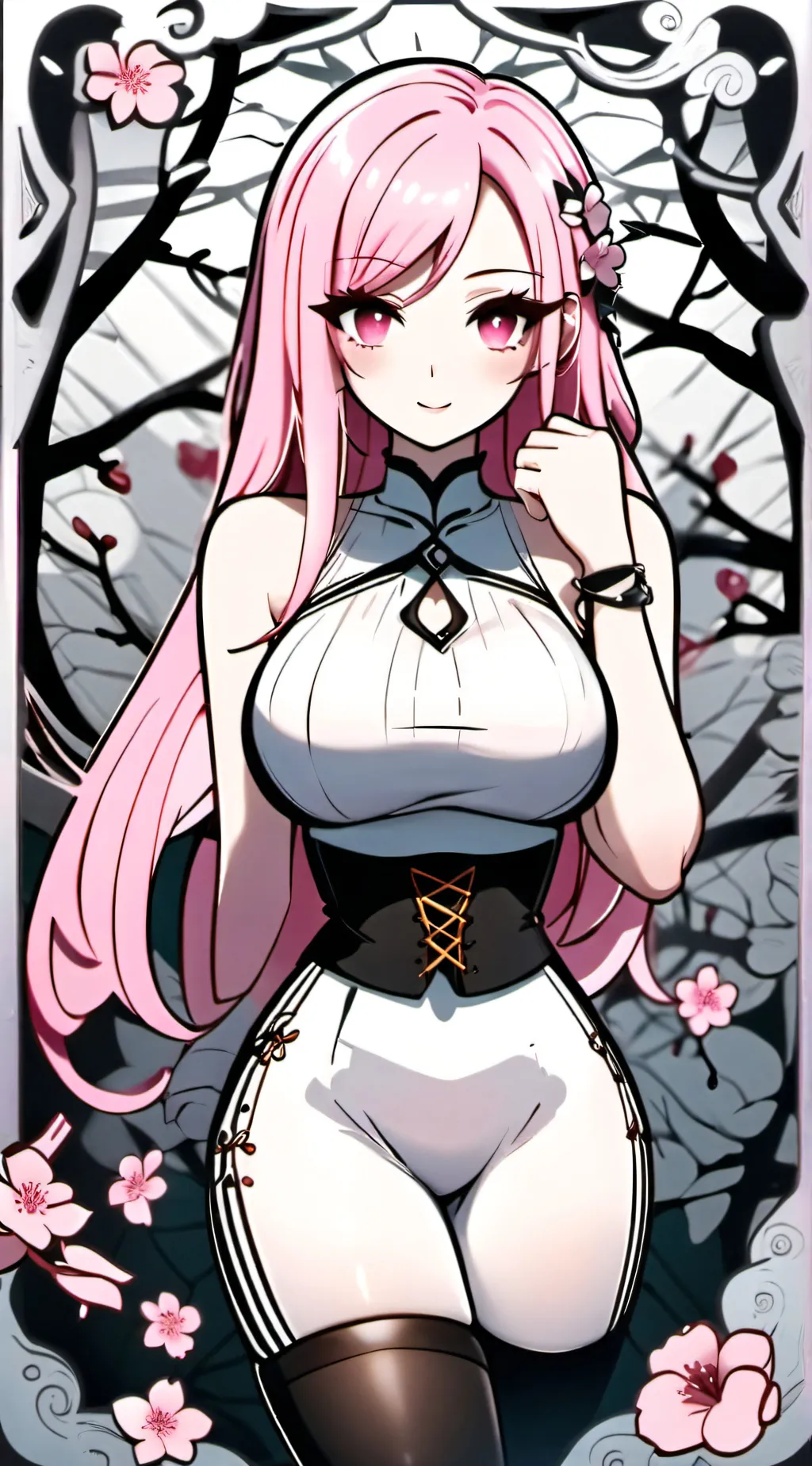 ai character: Pink moonlight background