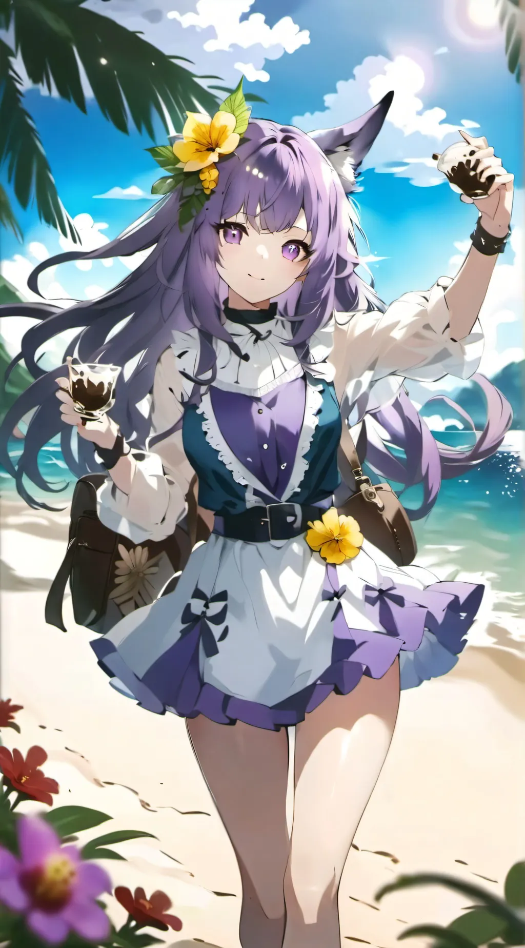 ai character: Kny beach trip background