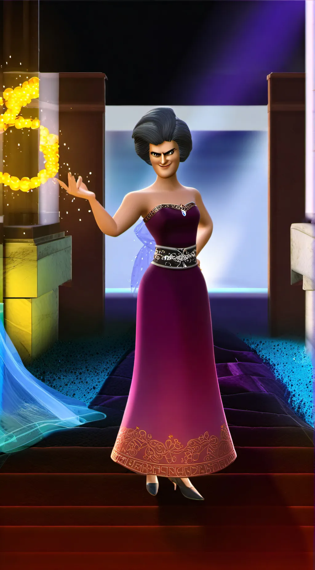 ai character: evil fairy grandma background