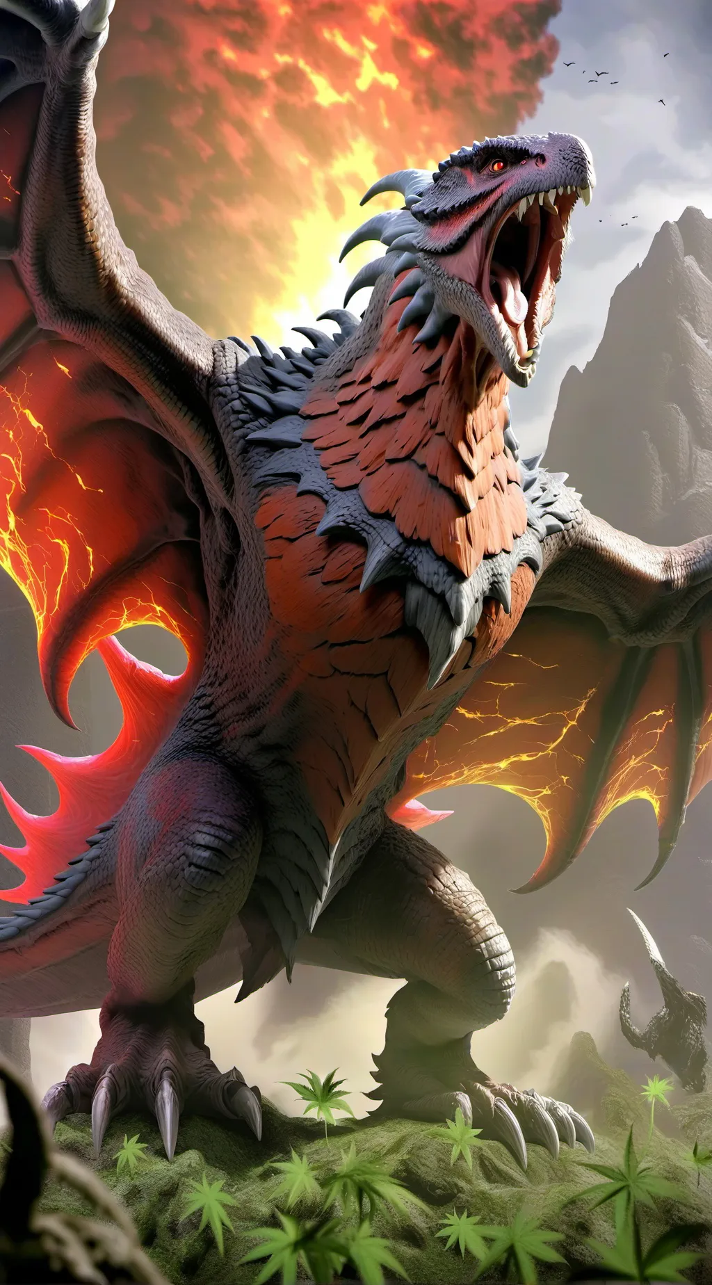 ai character: Rodan & weed background