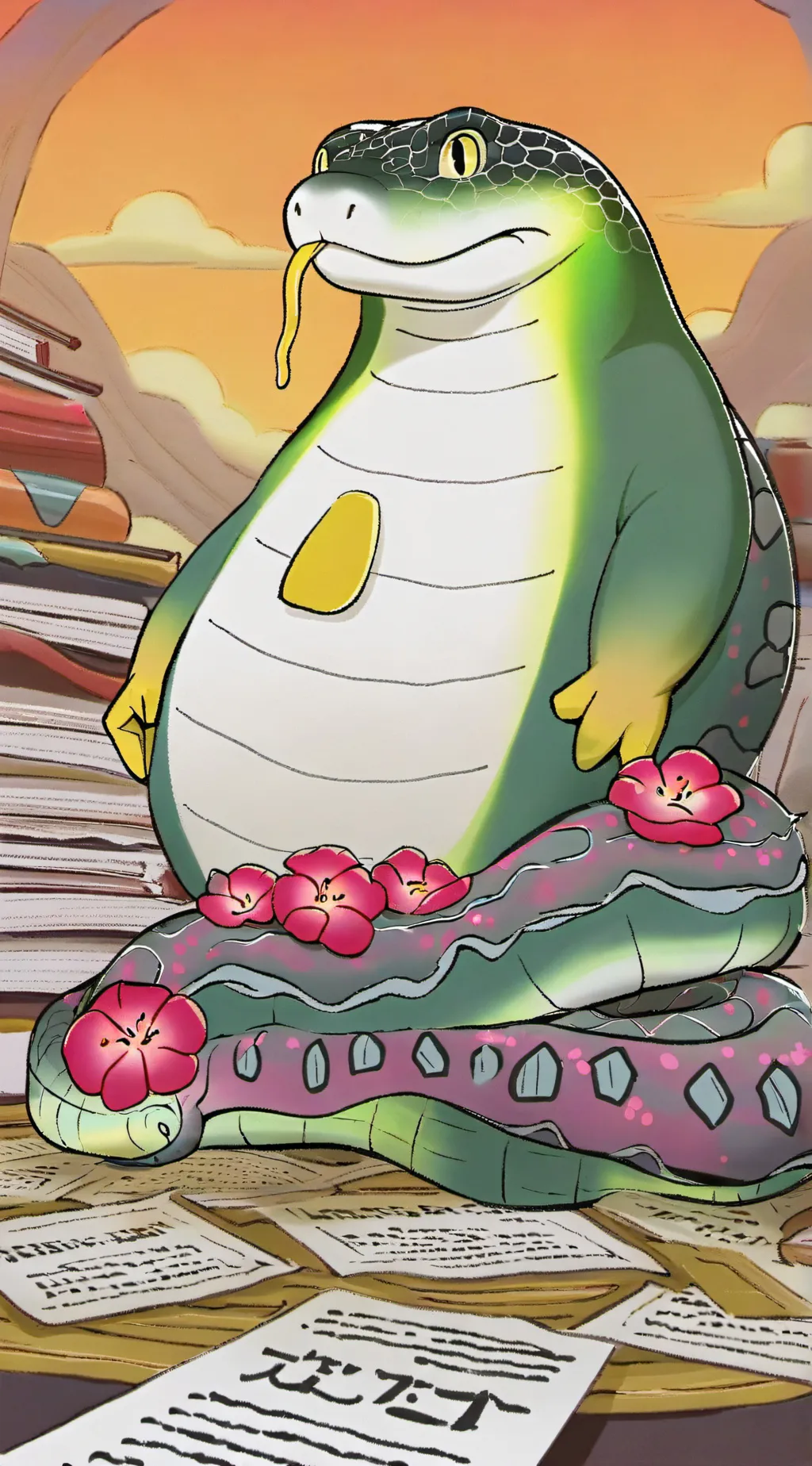 ai character: Fat anaconda  background