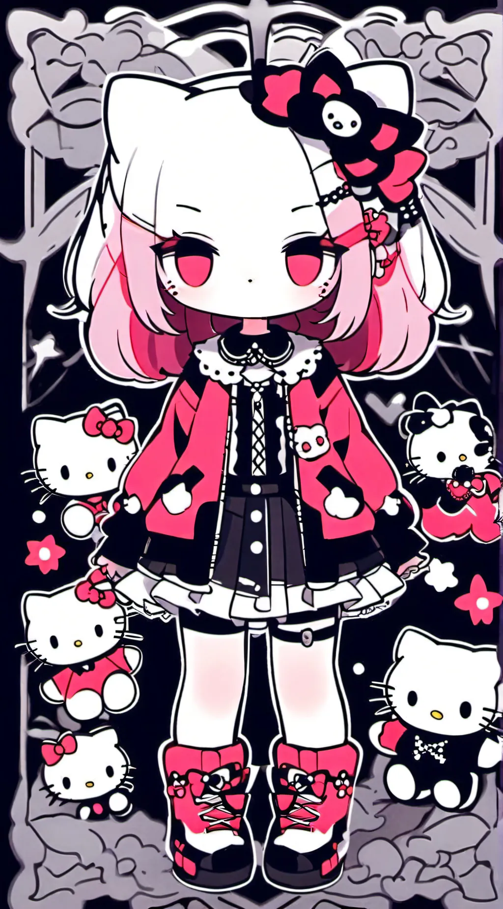 ai character: zizzy hello kitty background
