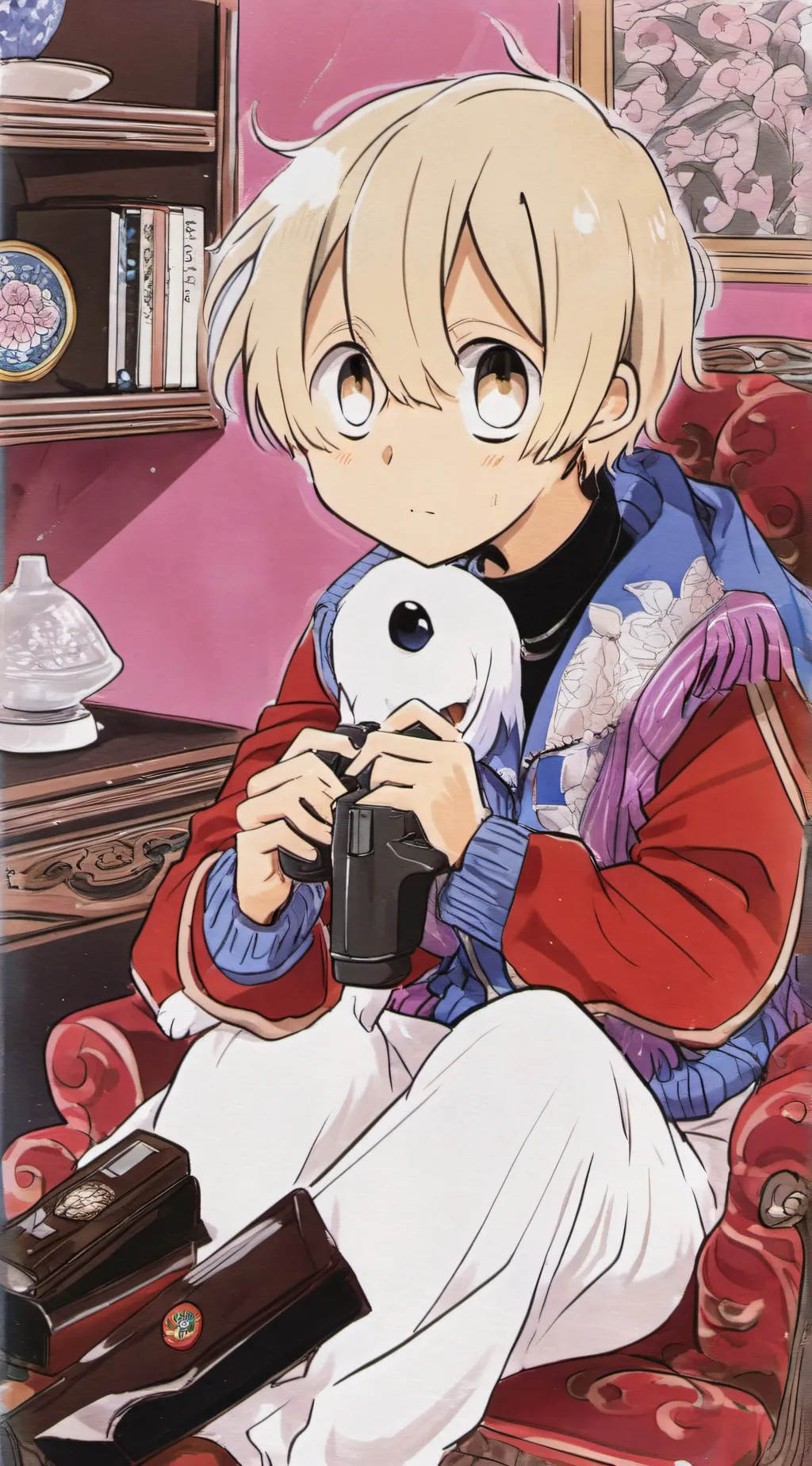 ai character: Gray. background