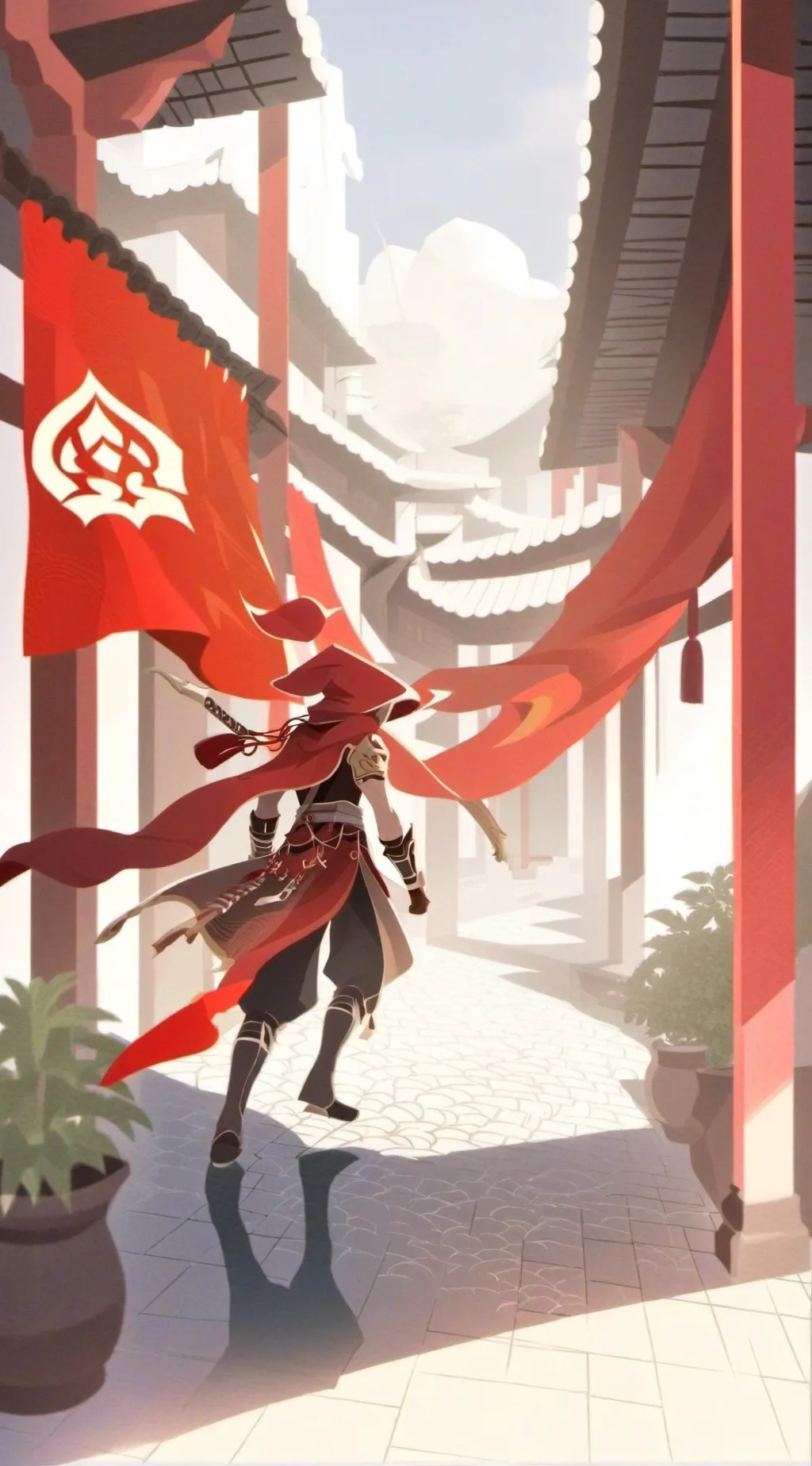 ai character: spirt and rain background