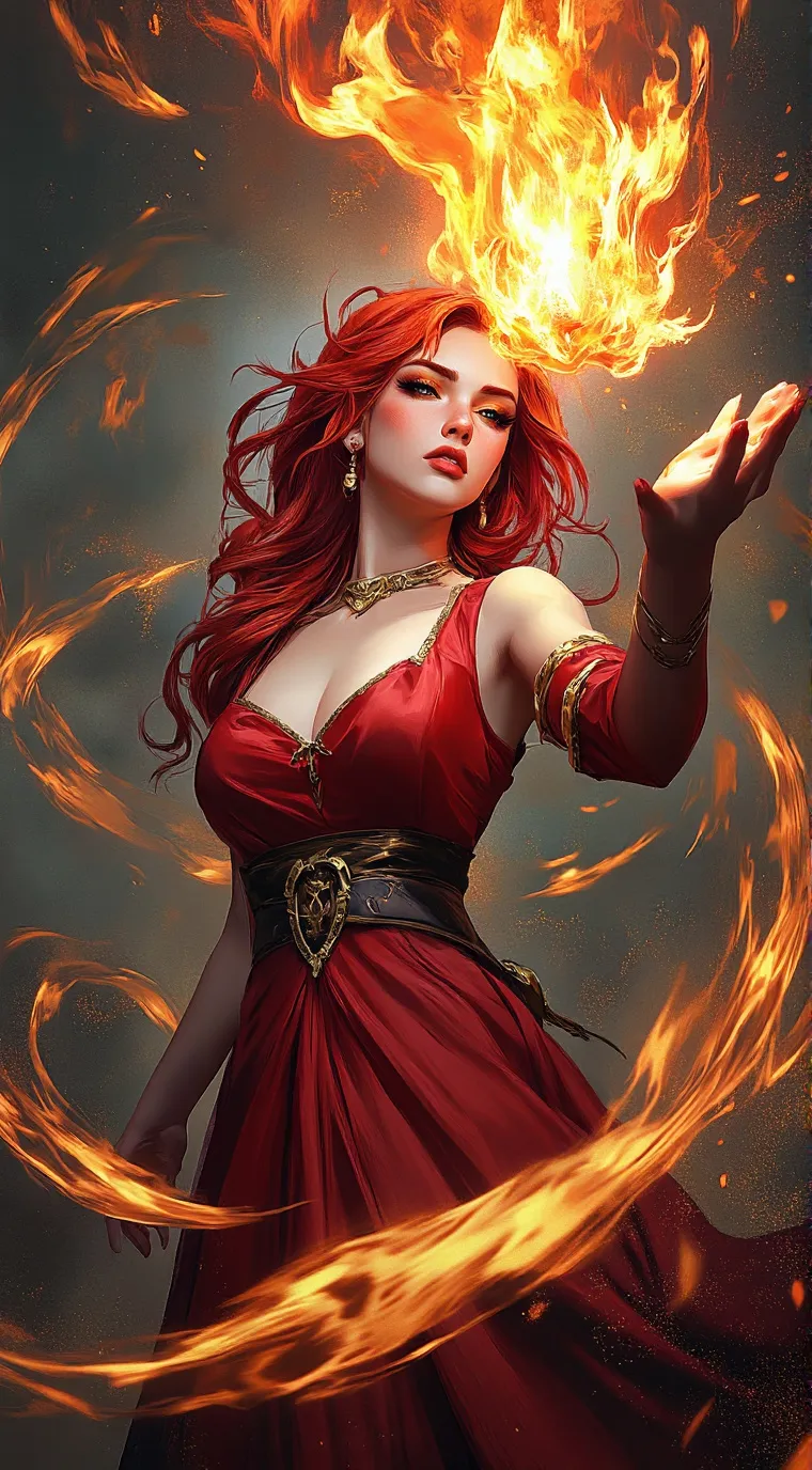 ai character: Fire Element background