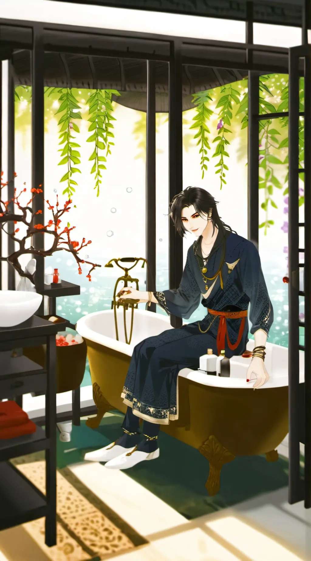 ai character: jjk  public shower background