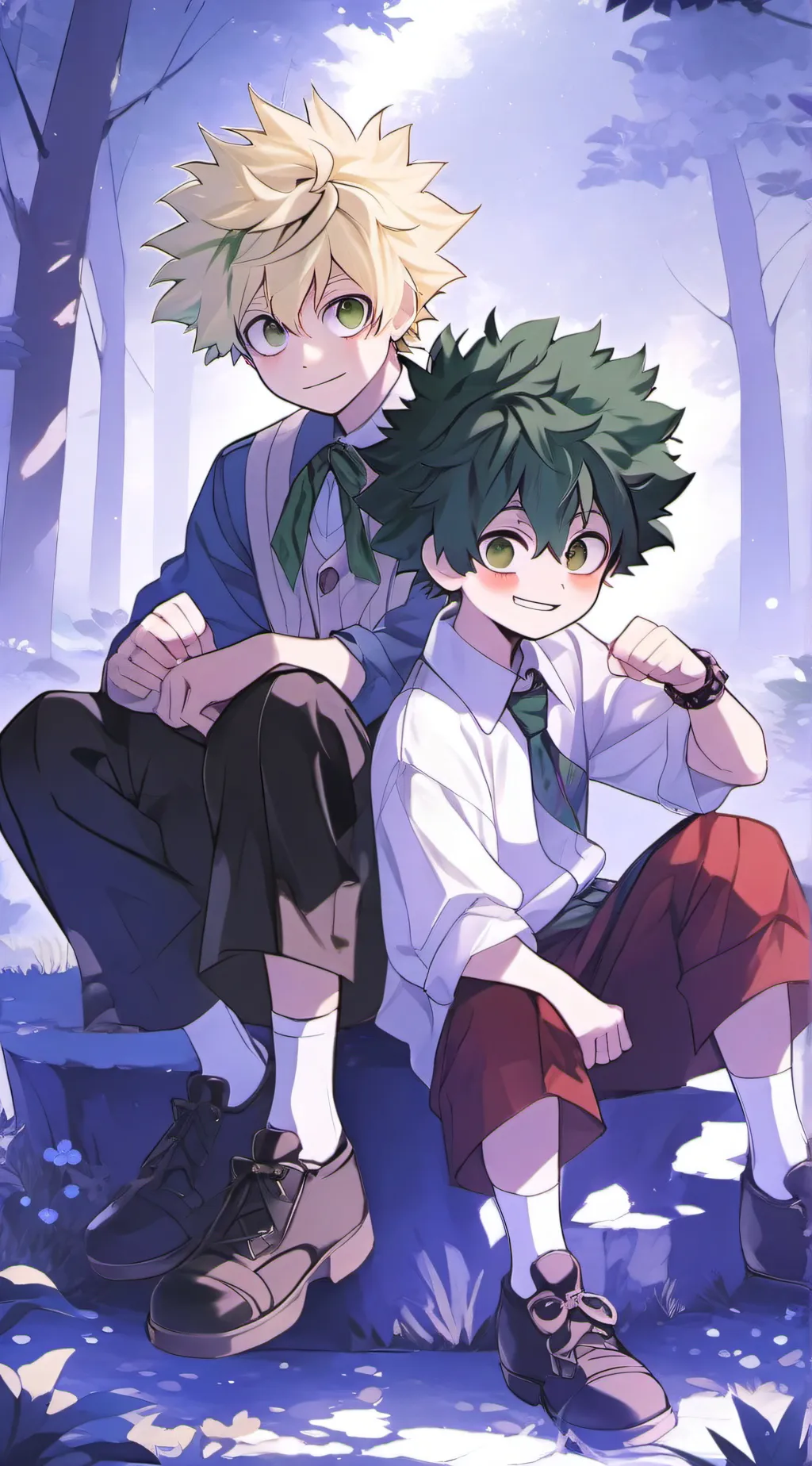 ai character: bakugo and deku background