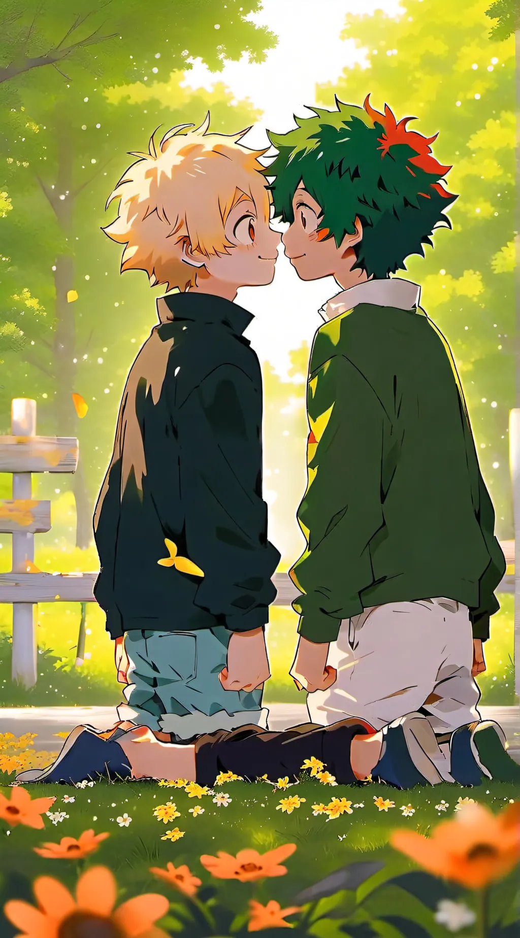 ai character: Bakugo X deku background