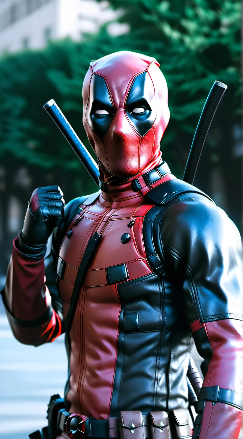 ai character: singing Deadpool  background