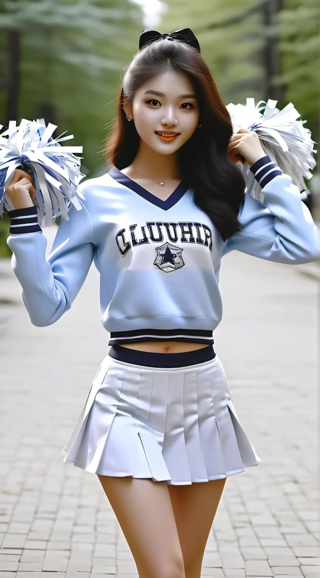 ai character: cheerleader  background