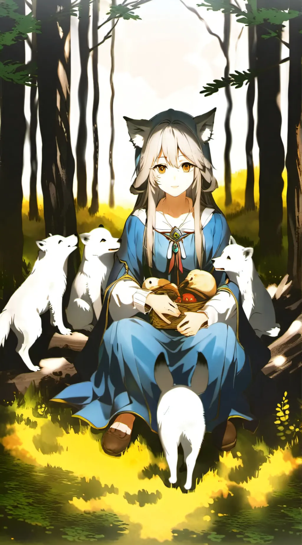 ai character: Wolf girl background