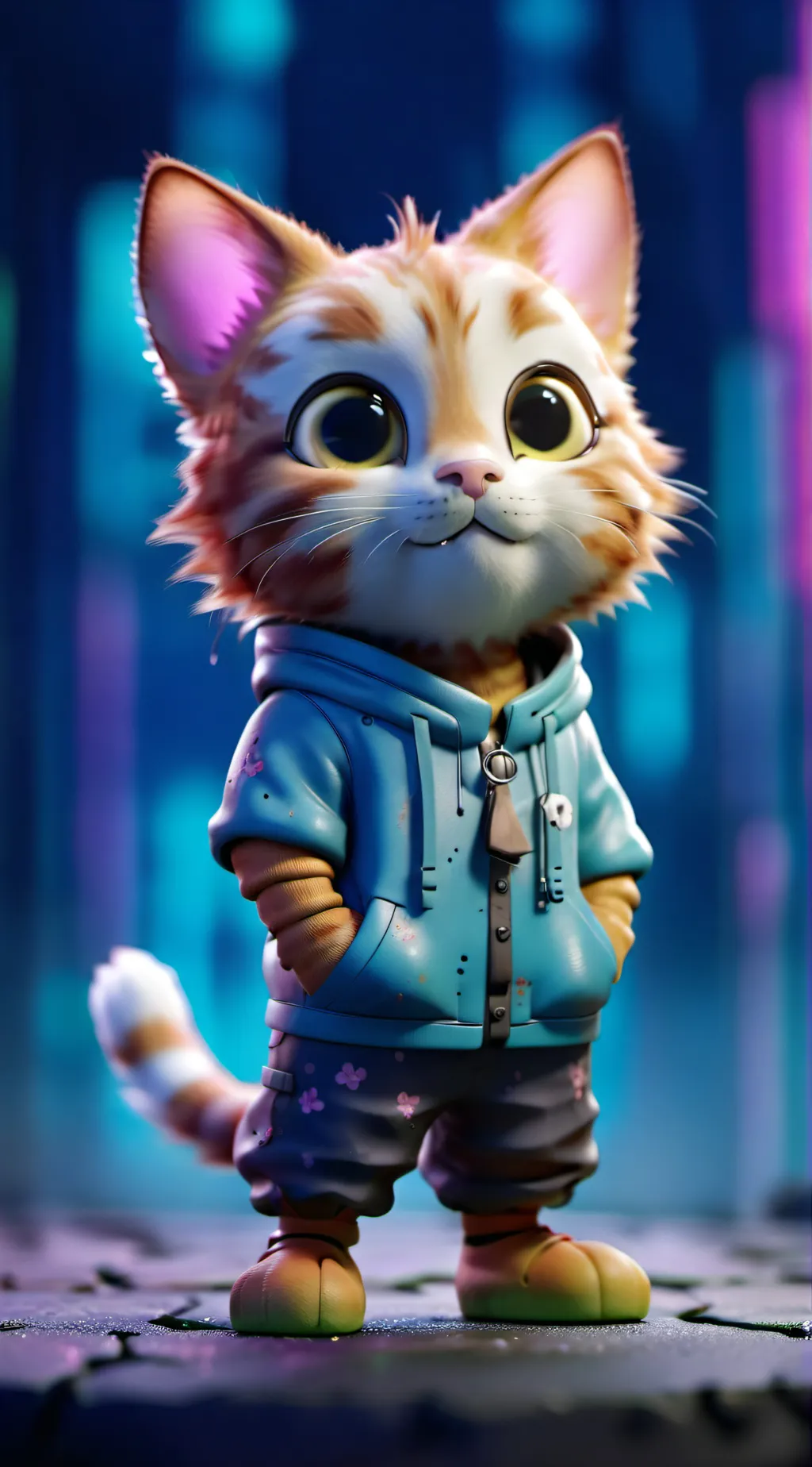 ai character: Poor cat  background