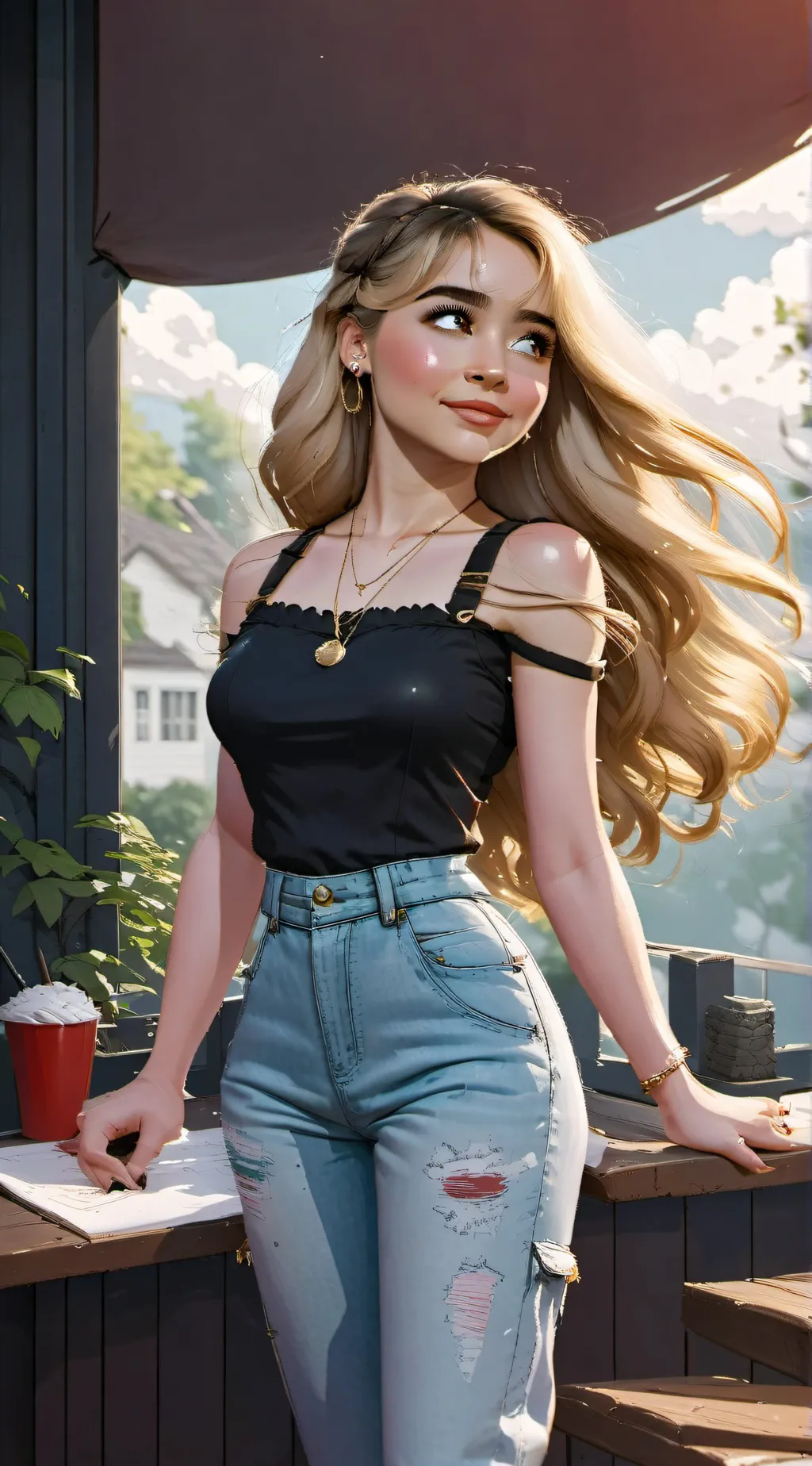 ai character: Sabrina Carpenter  background