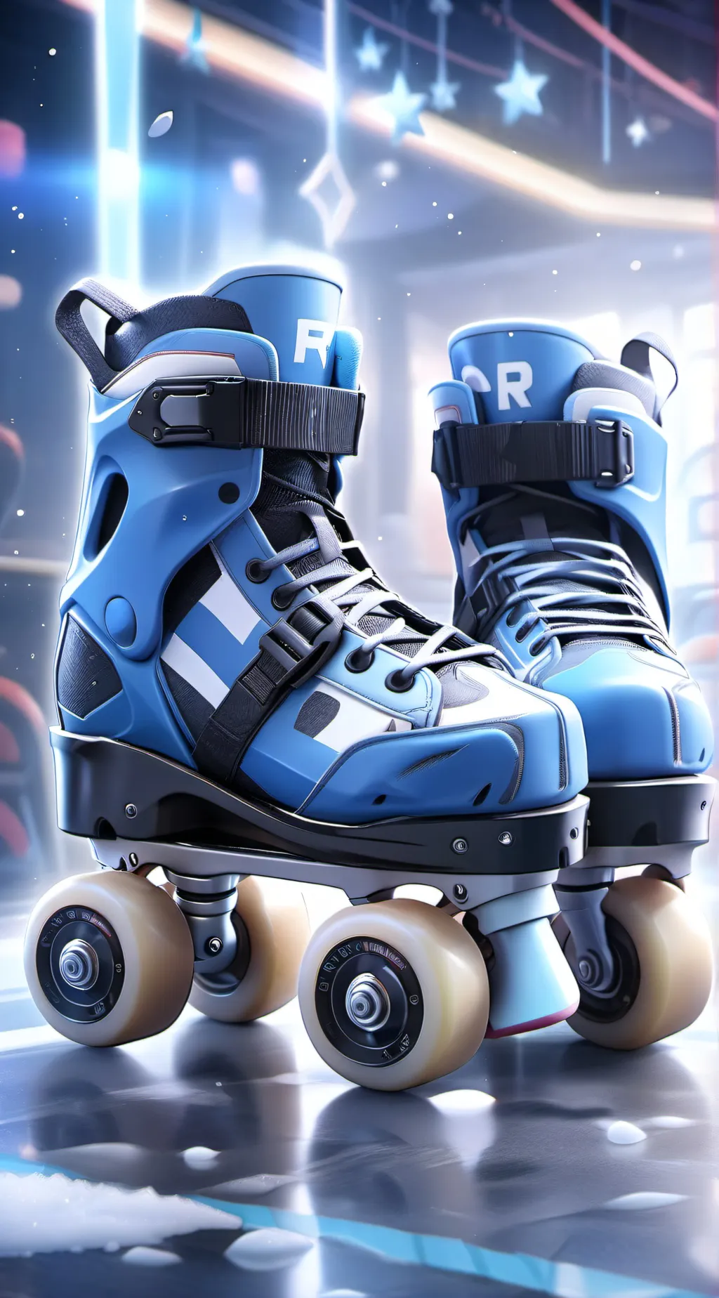 ai character: HH roller skating  background