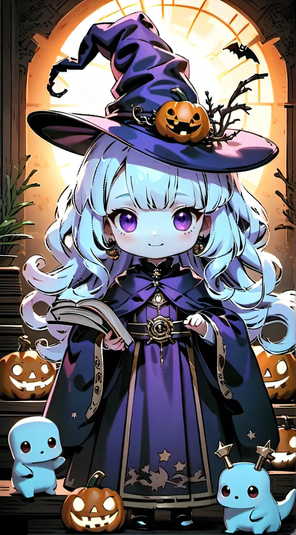 ai character: Halloween axolotl background