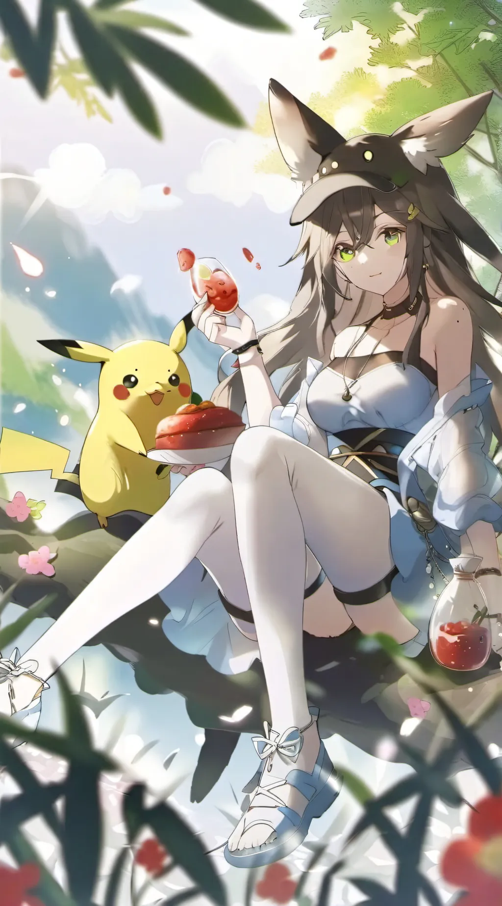 ai character: zora and pikachu background