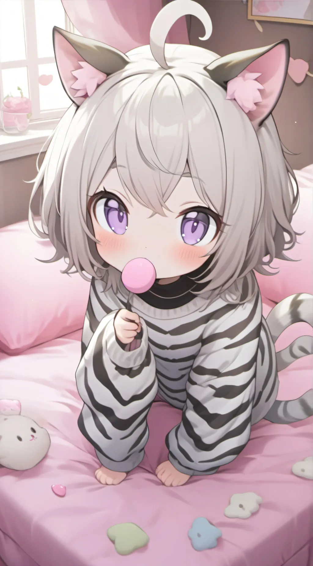 ai character: Zee the Zebra Cat Spirit background