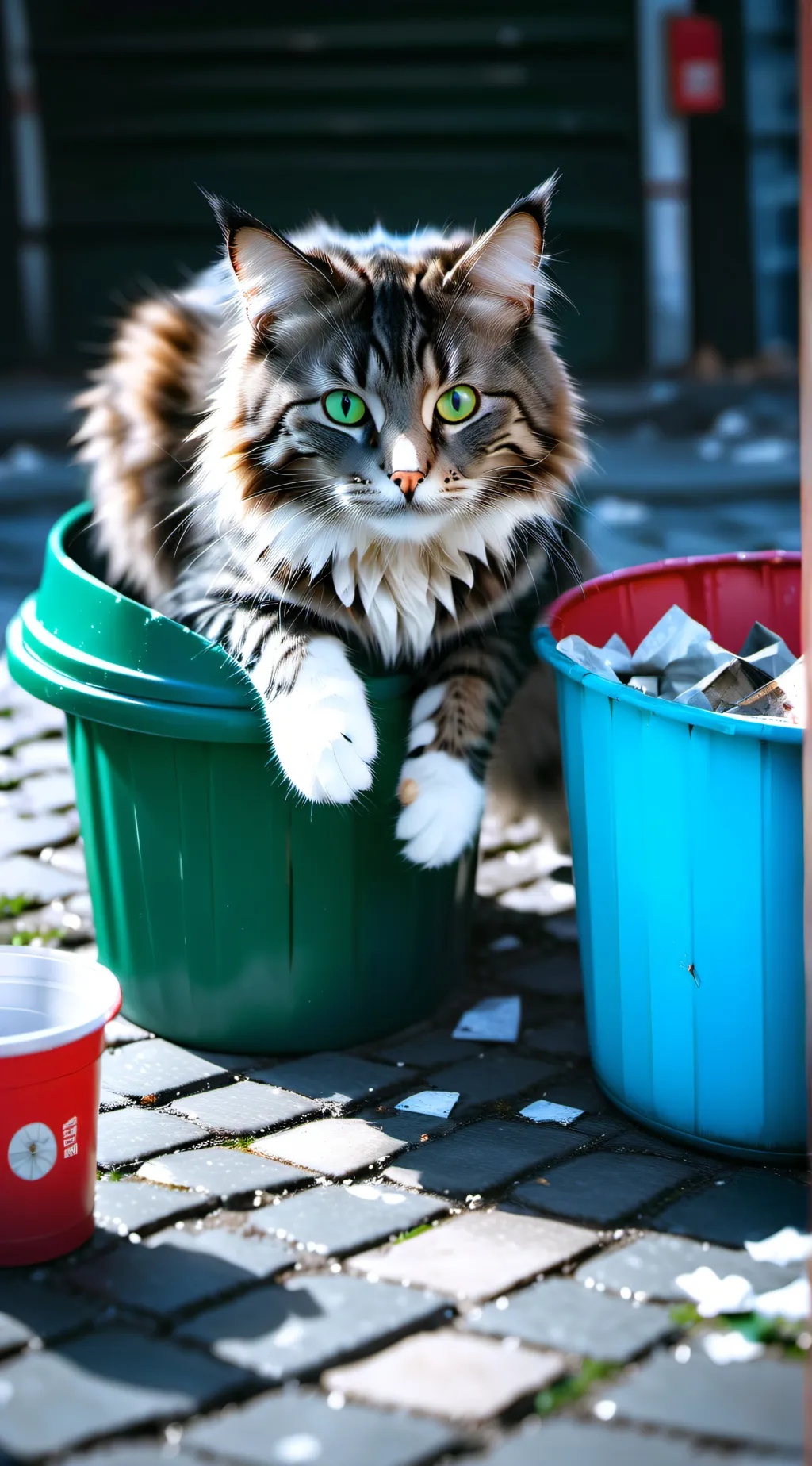 ai character: Homeless cat background