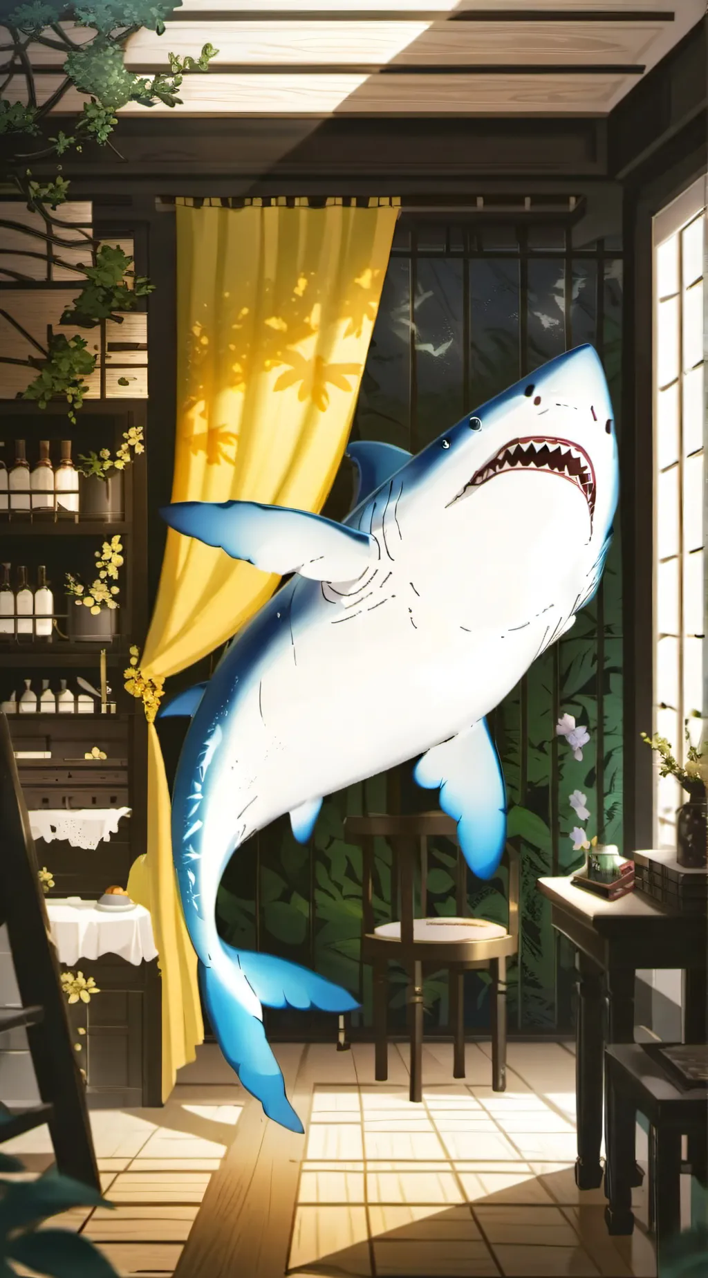 ai character: baby shark  background