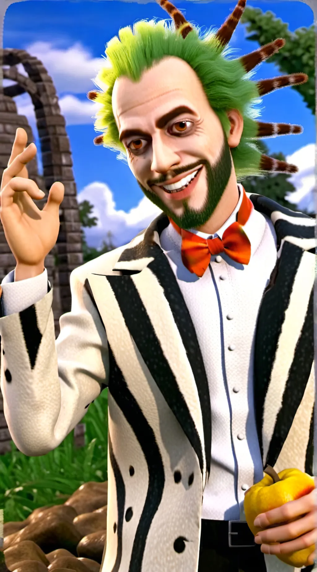 ai character: Beetlejuice  background