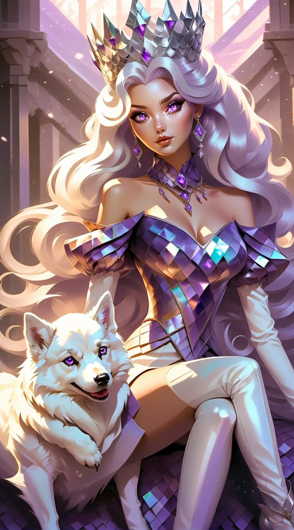 ai character: Queen Luna dog dog background