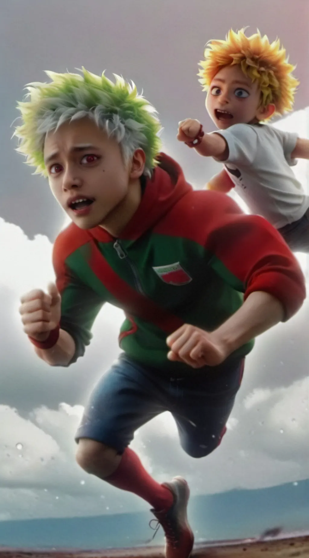 ai character: deku and bakugo  background