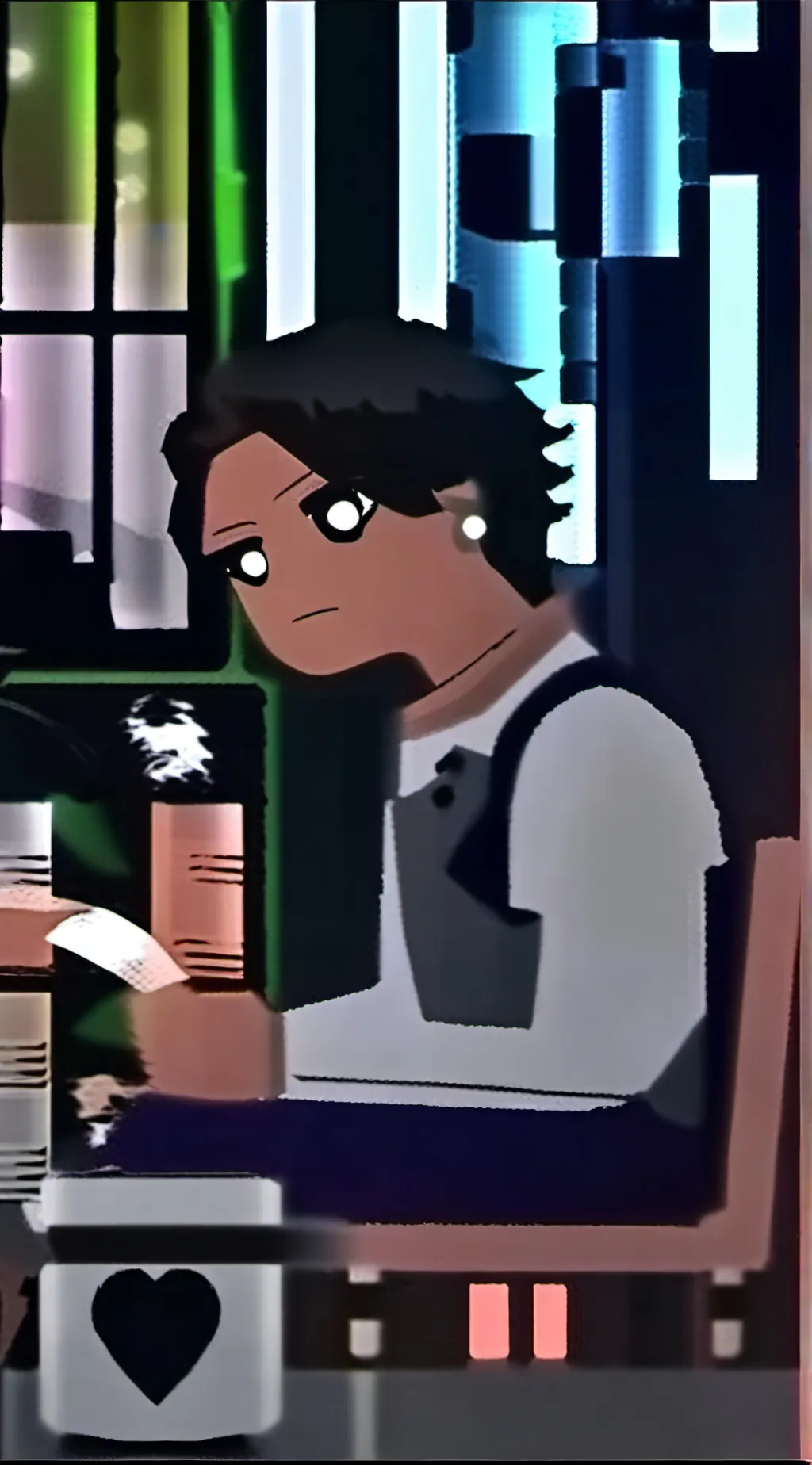 ai character: ender*boxed guy* background