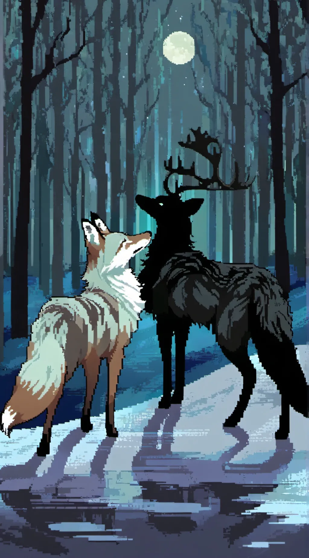 ai character: Deer and Fox v.🎃 background