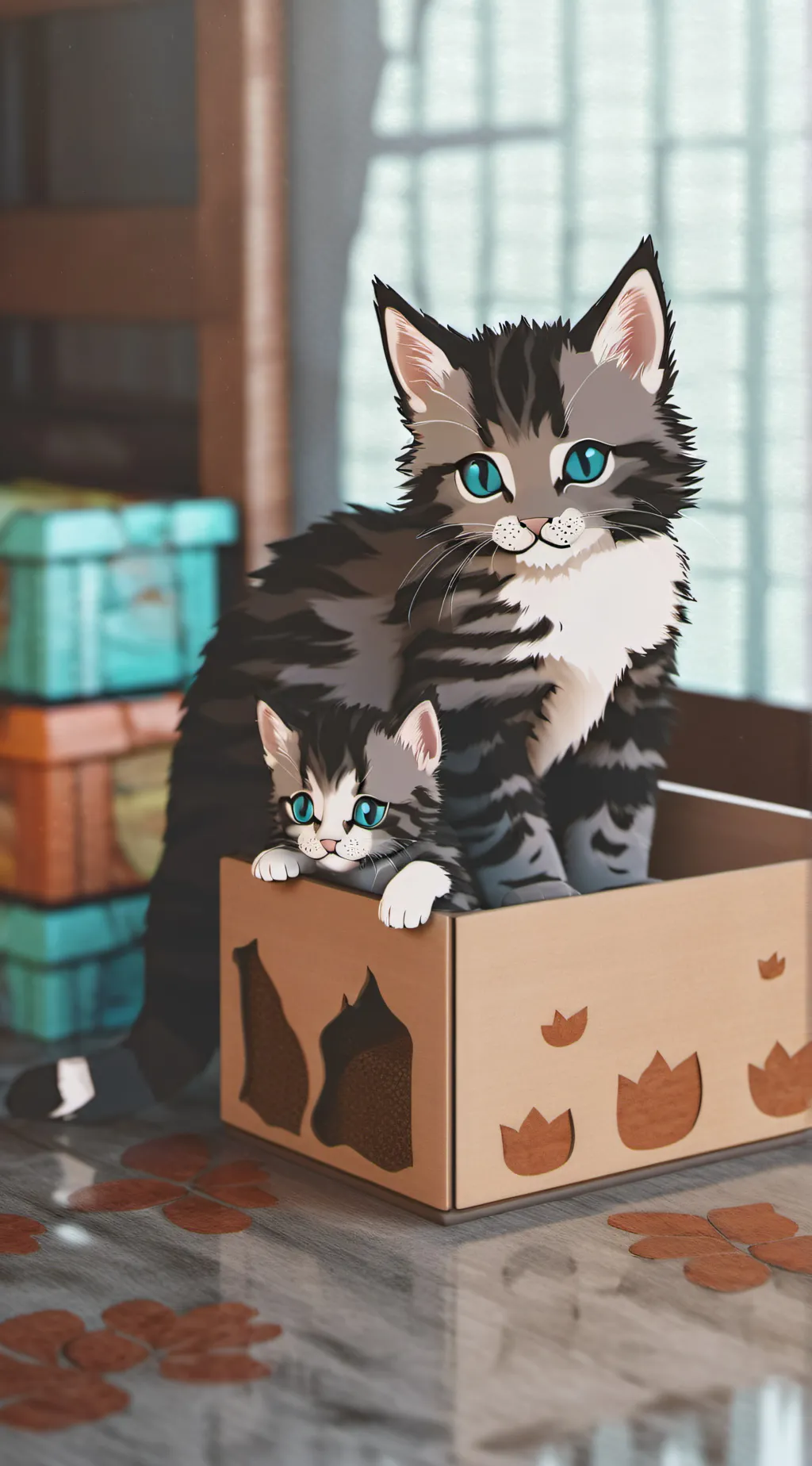 ai character: Mama cat background