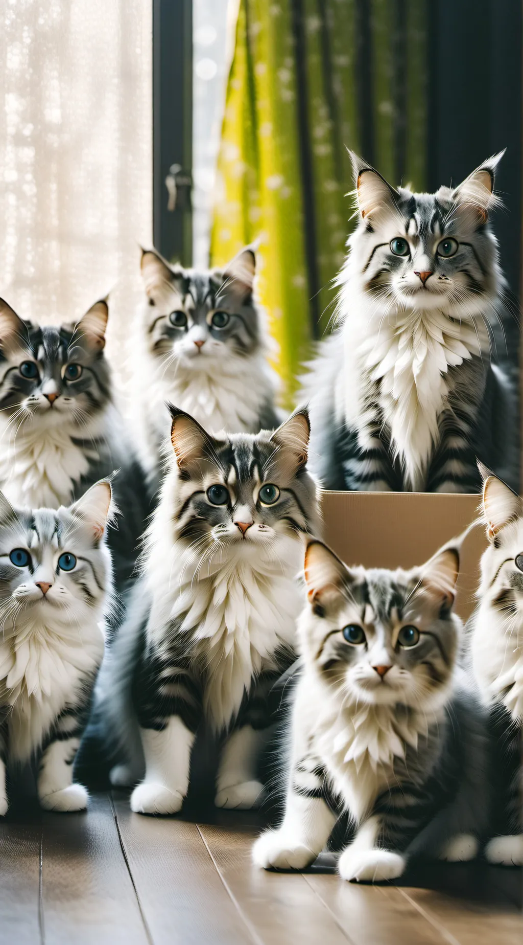 ai character: Box of kittens  background