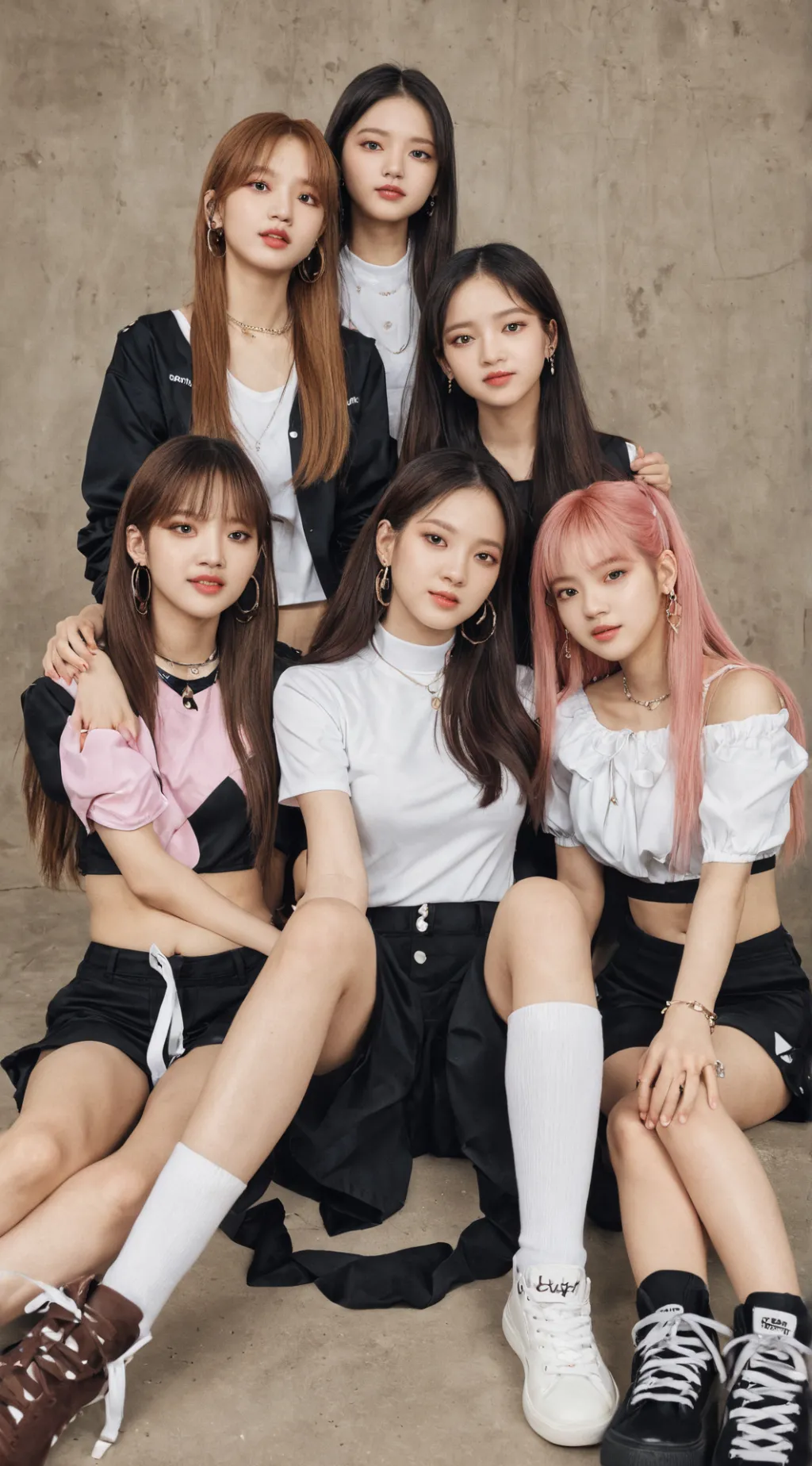 ai character: Bini and Blackpink background