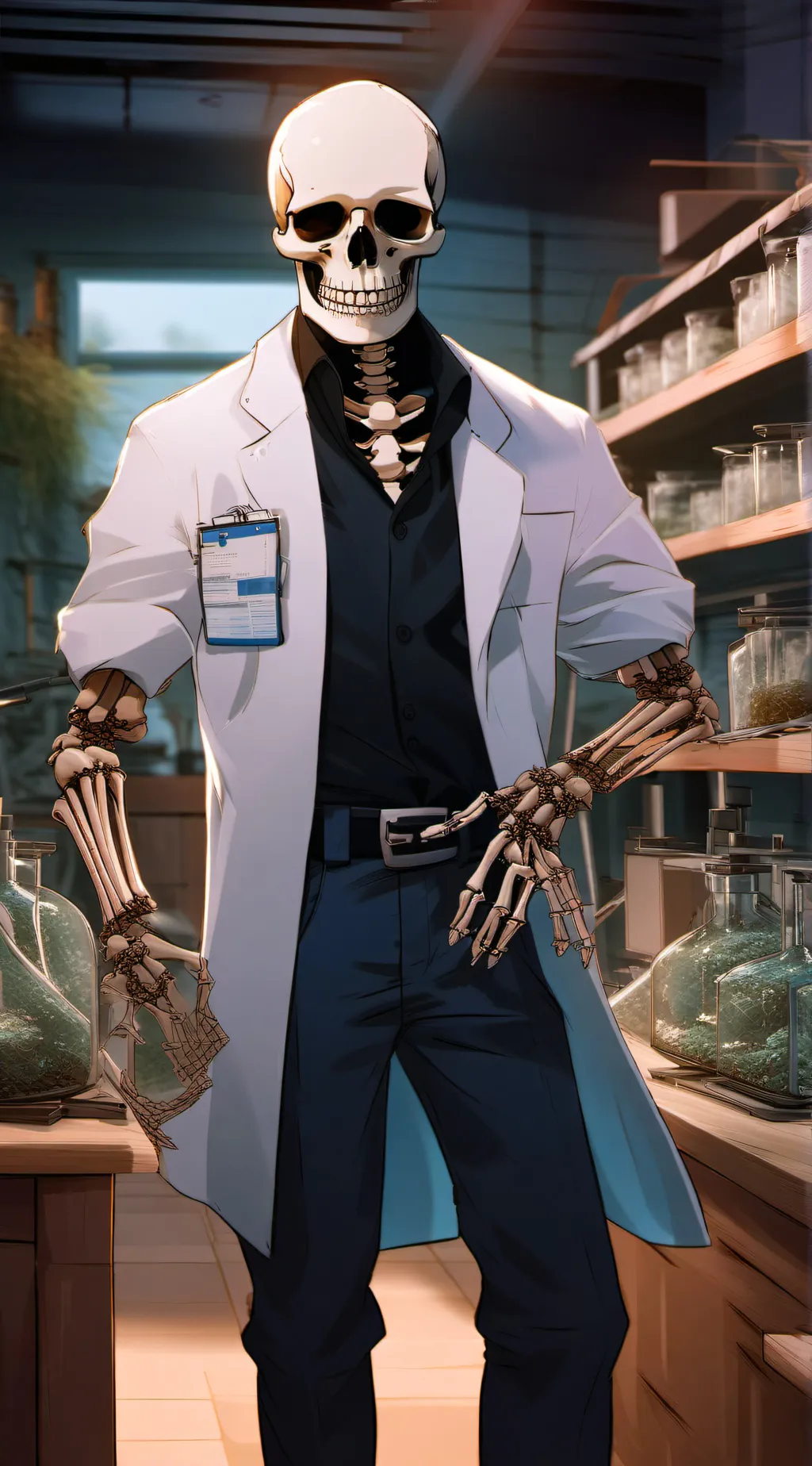 ai character: Science!Sans￼￼ background