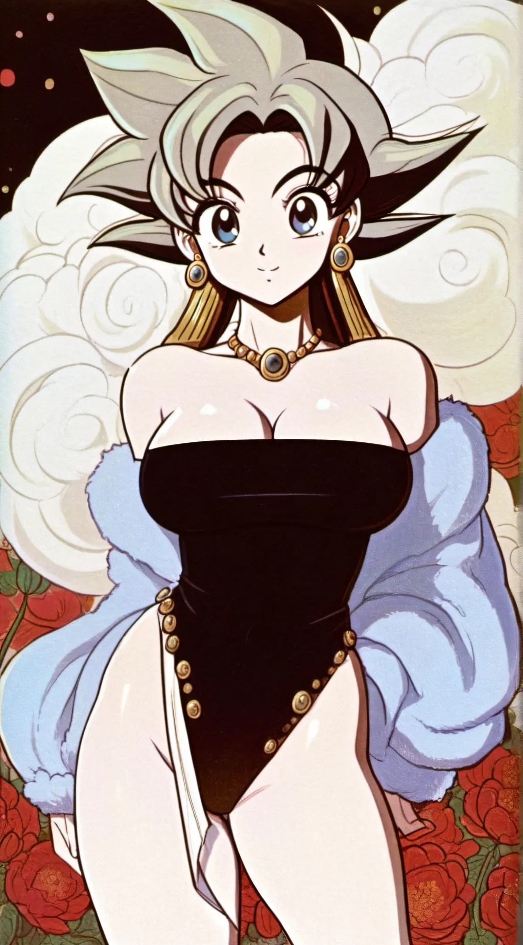 ai character: female goku  background