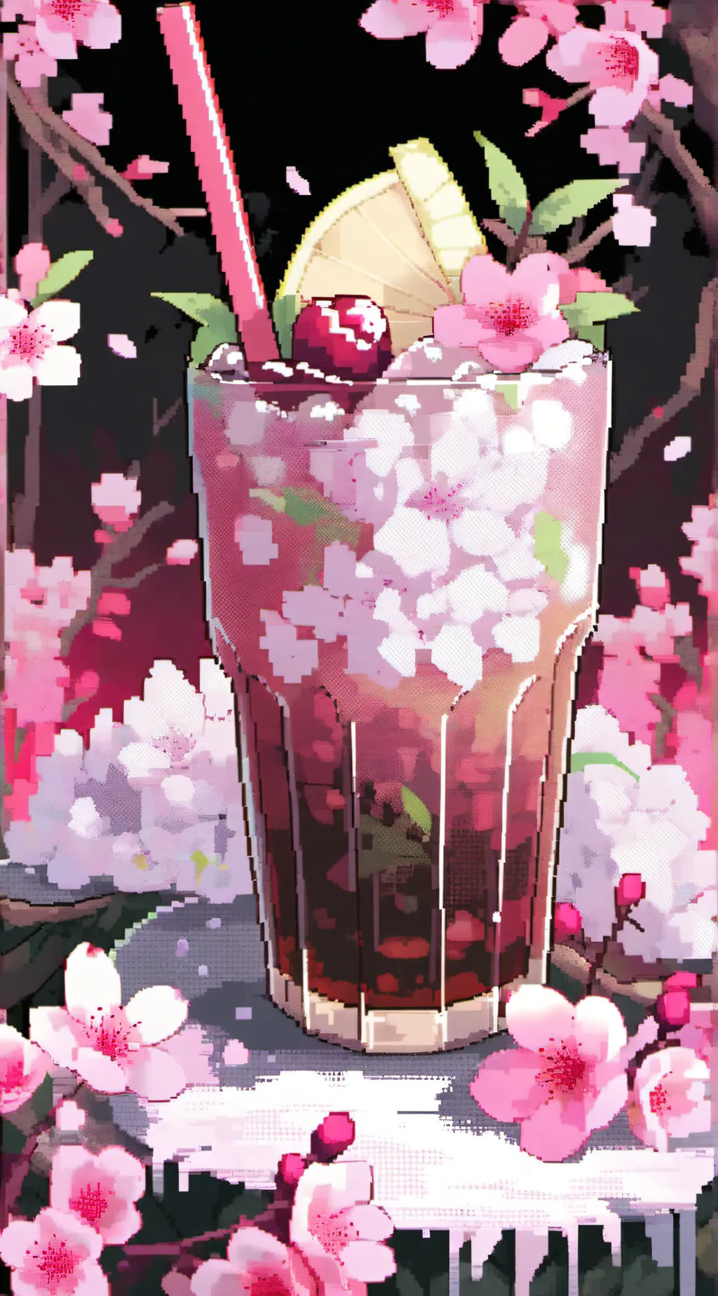 ai character: Cherry cafe group background