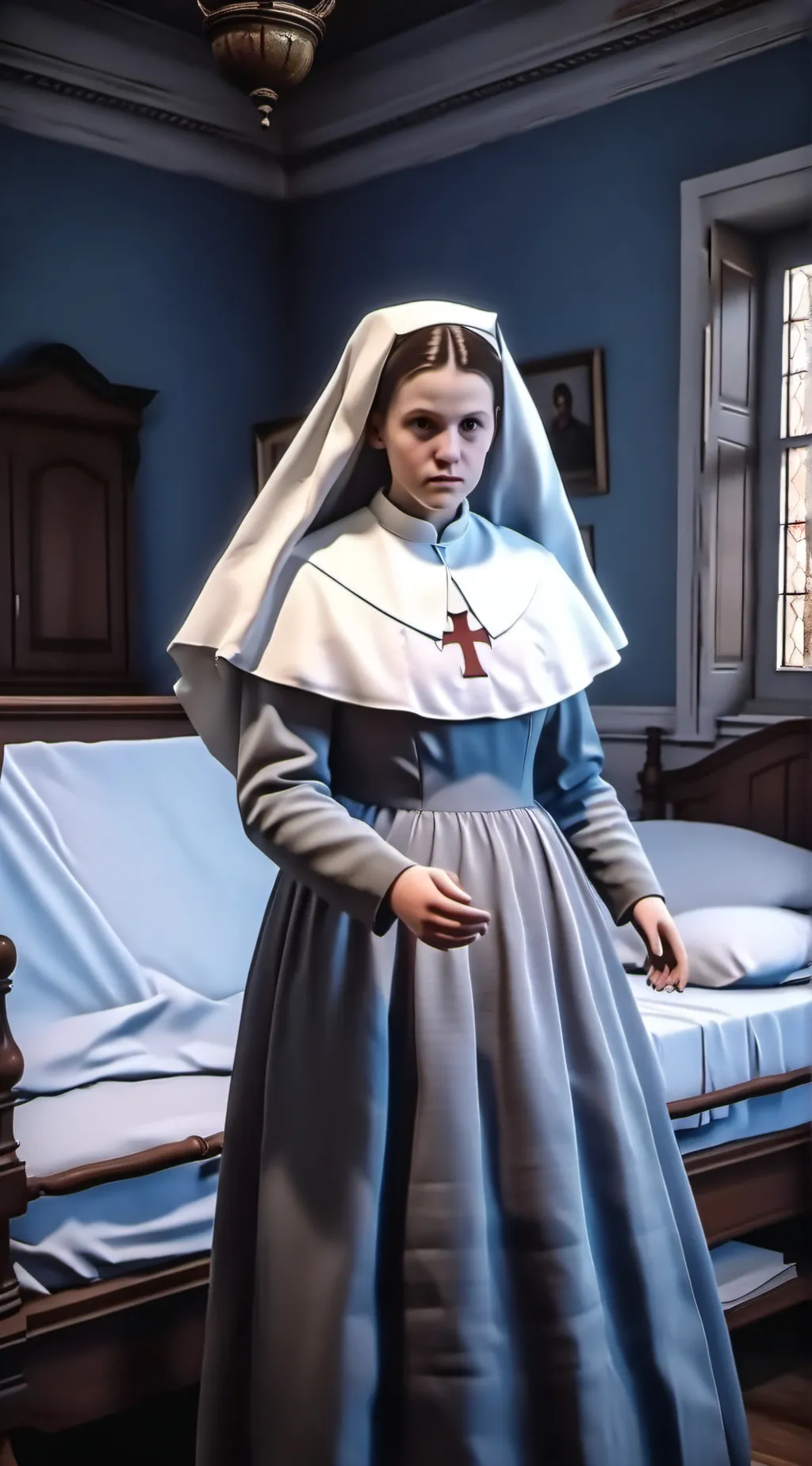 ai character: Sister Seraphina background