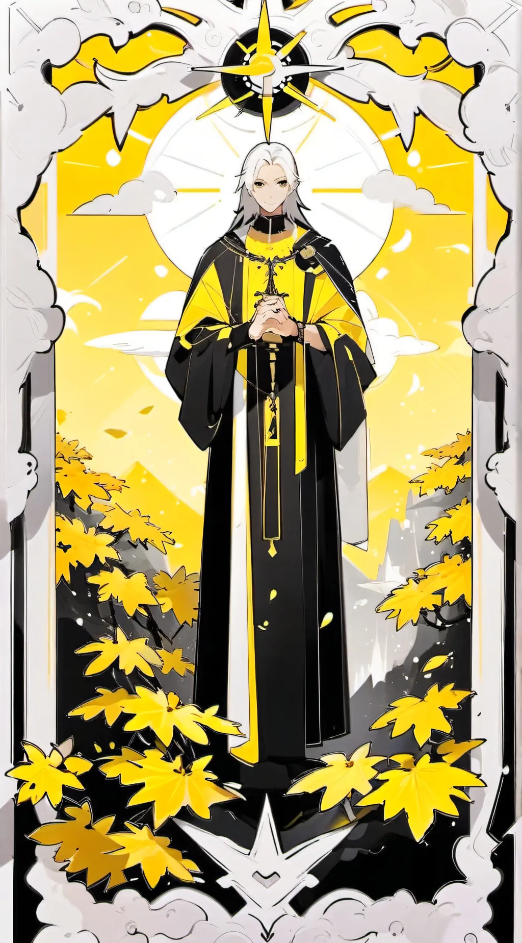 ai character: wenda and gray. background