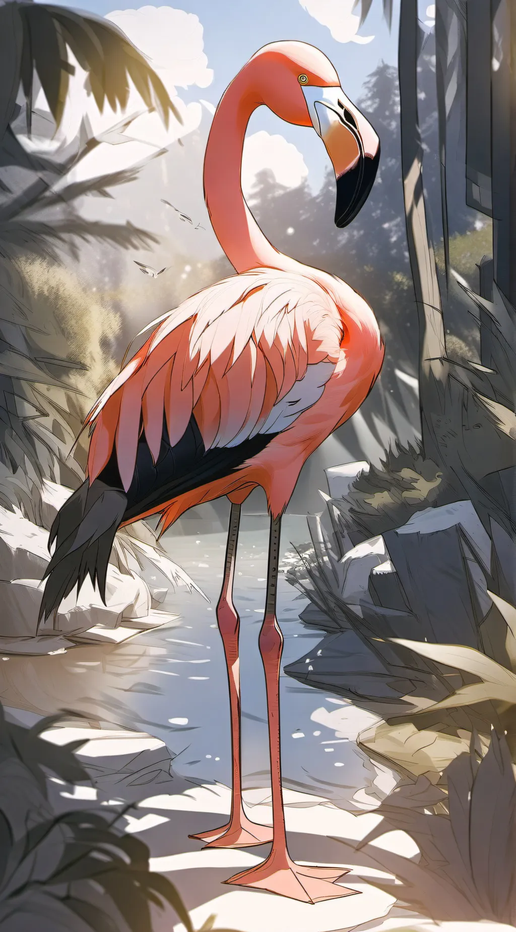 ai character: Flamingo 2 background