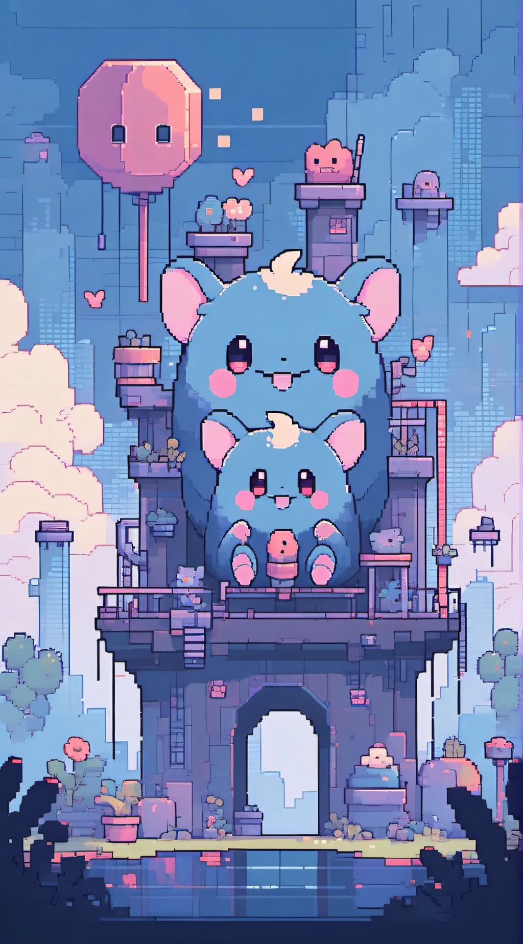 ai character: smiling critters background