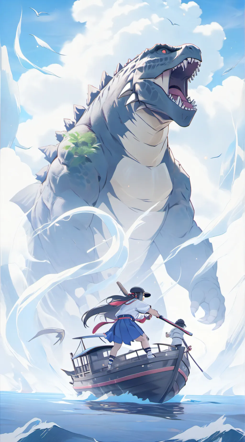 ai character: Godzilla vs Kong background