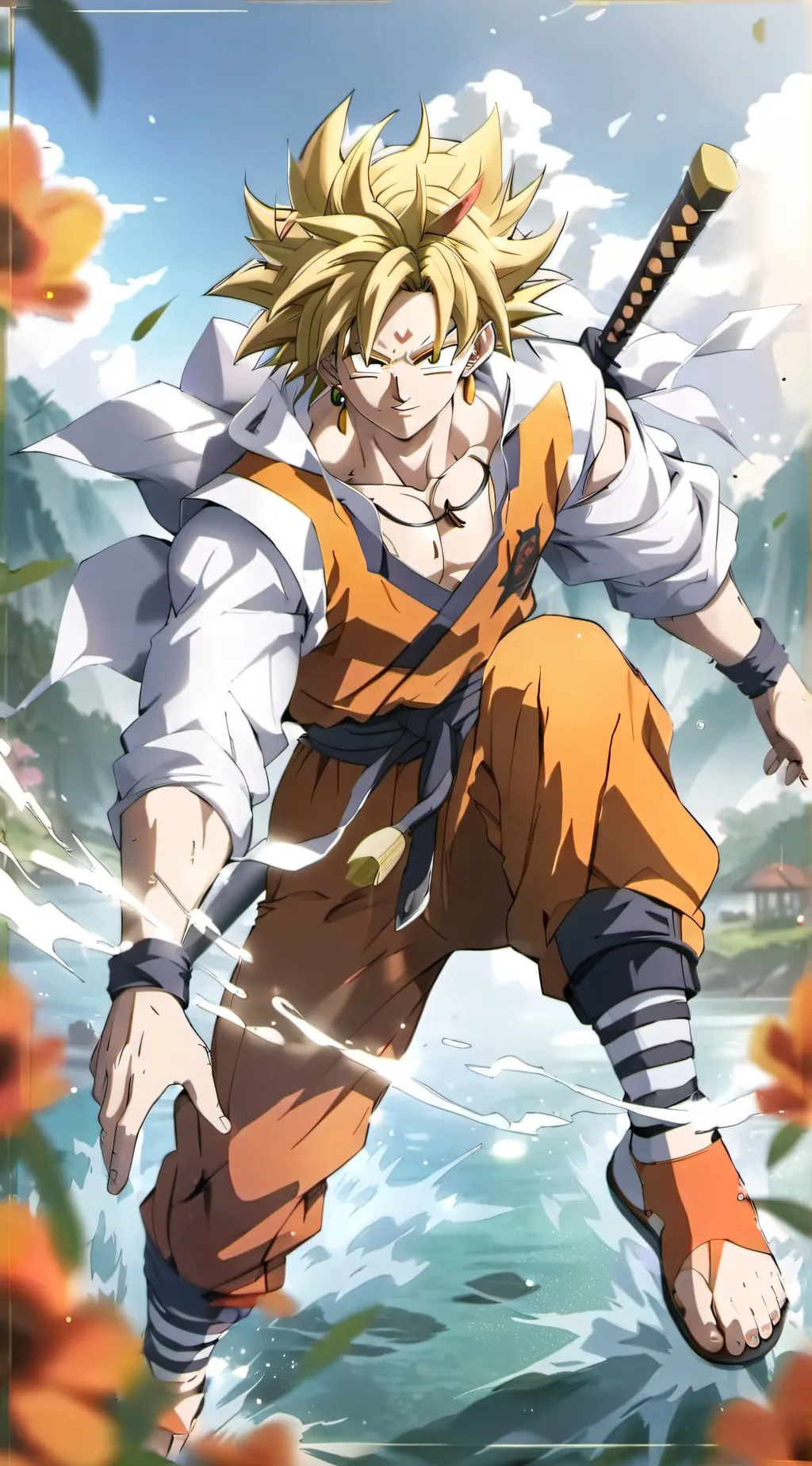 ai character: Goku Orange background