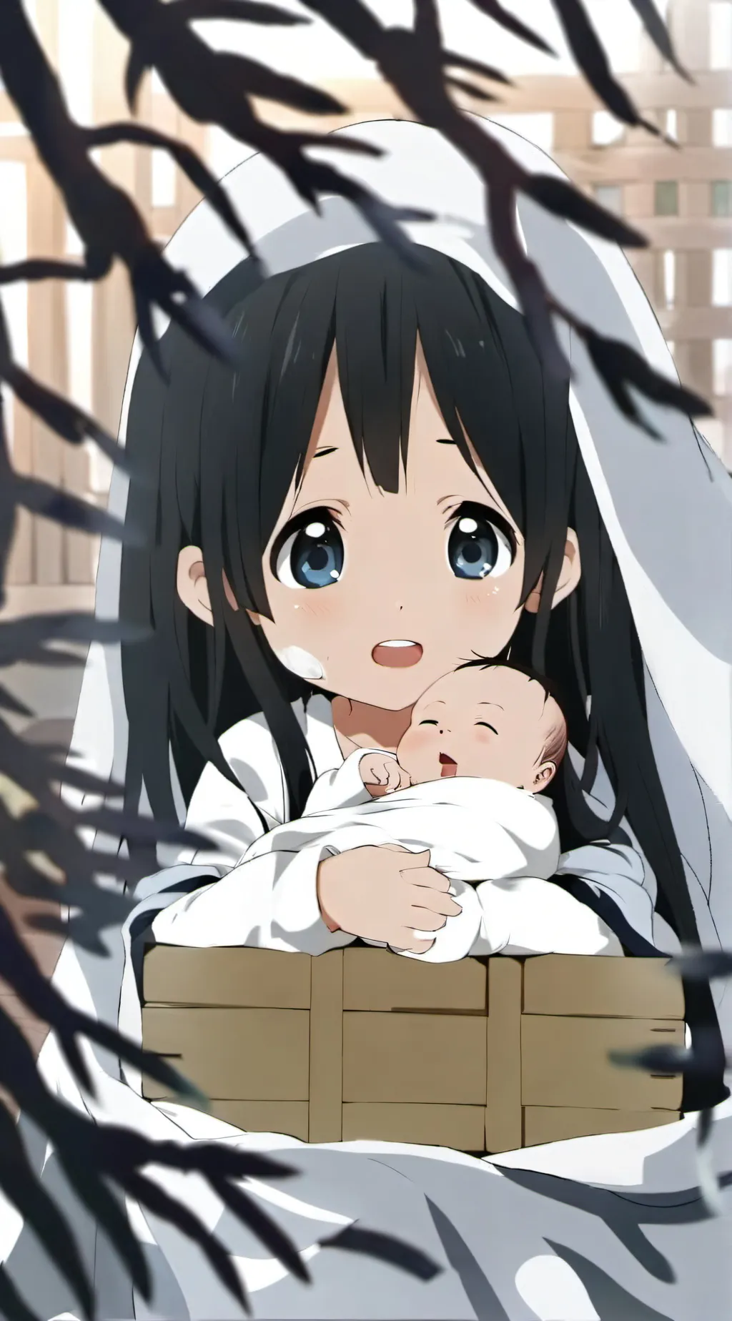 ai character: Babys in a crate background