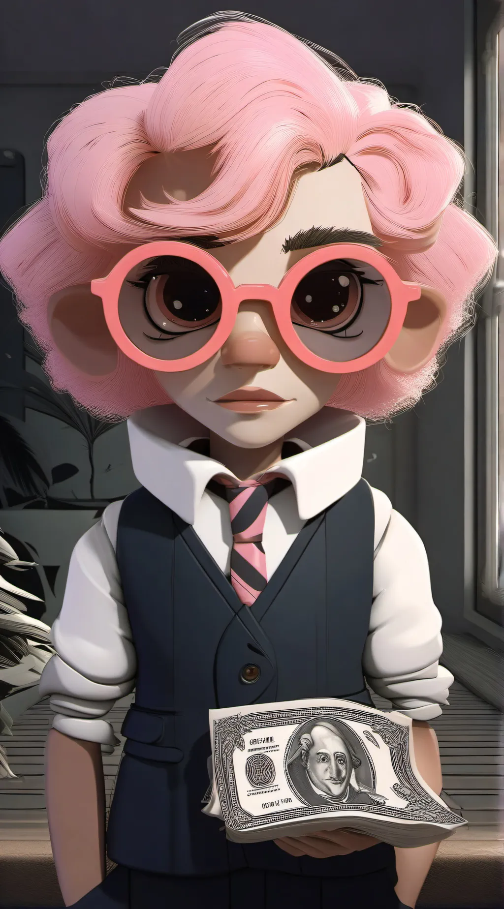 ai character: preppy girl  background