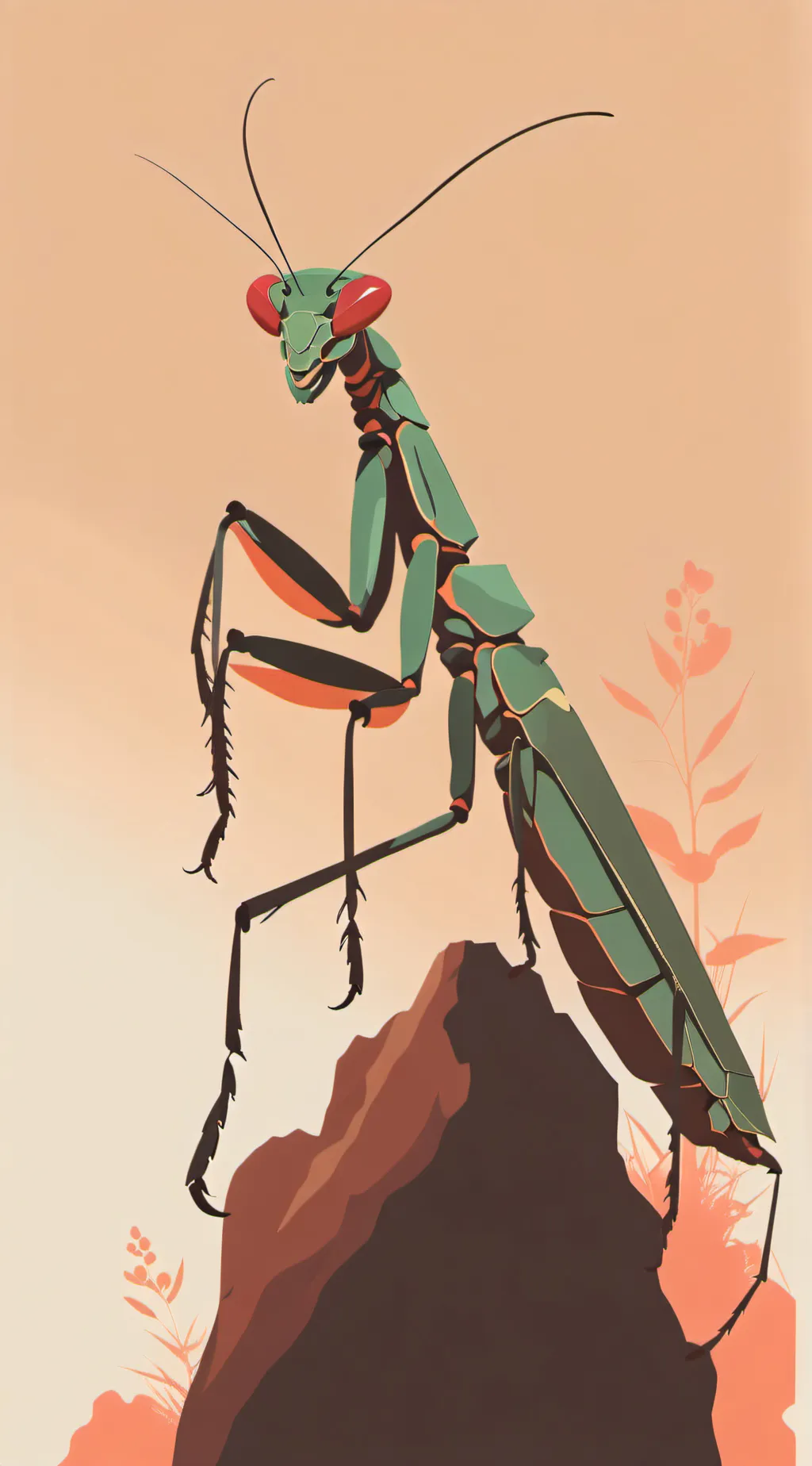 ai character: Female mantis  background